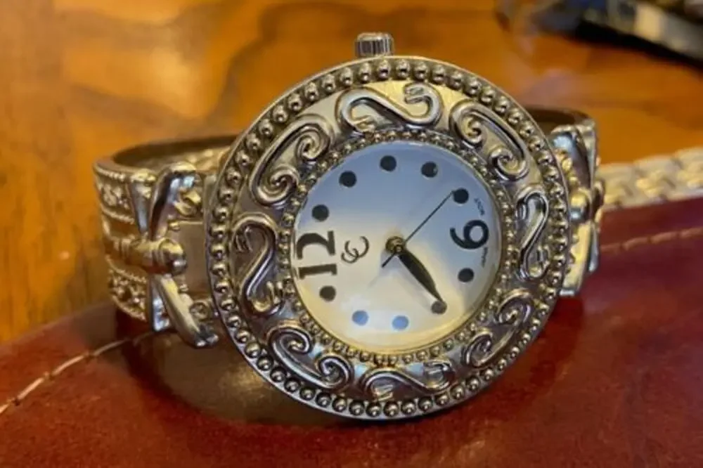Women's Silver Tone Charming Charlie Bangle Bracelet Watch
